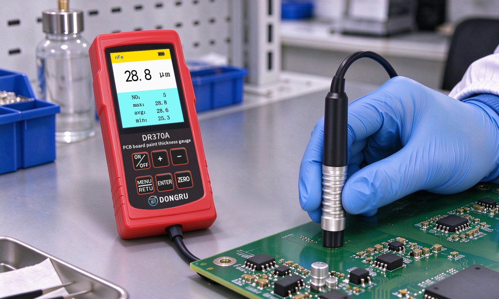 Measuring conformal coating thickness on a printed circuit board